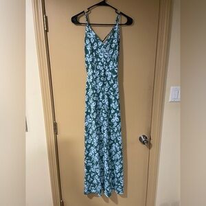 Market & Spruce Green and Light Blue Floral Maxi Dress